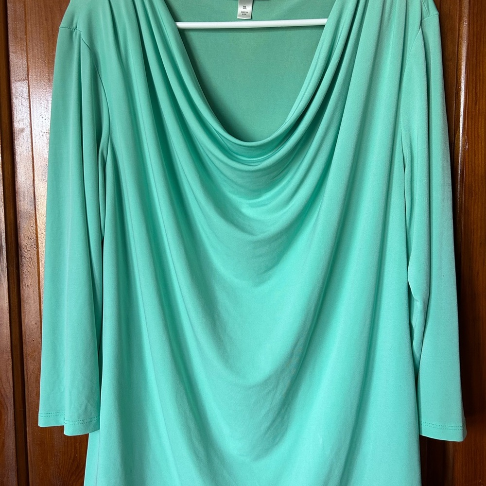 Dress Barn Mint Green Cowl Neck Top | XL